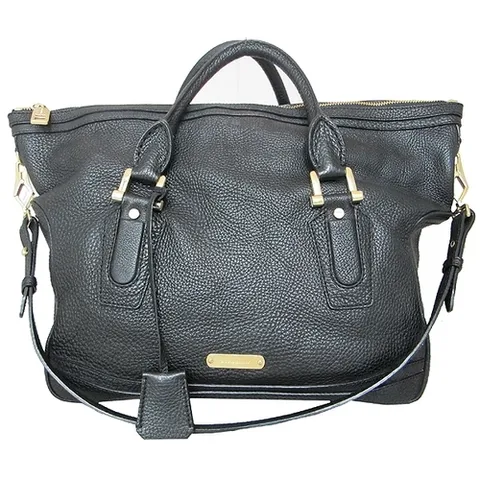 버버리 고이비토 중고명품 Burberry(버버리) 블랙 레더 금장 로고 장식 토트백 + 숄더 스트랩
