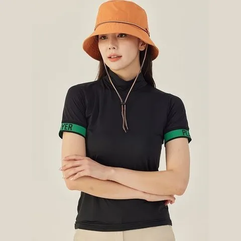 제이투제이 여성골프웨어 소매 시보리 타공 반팔티셔츠_P367823429