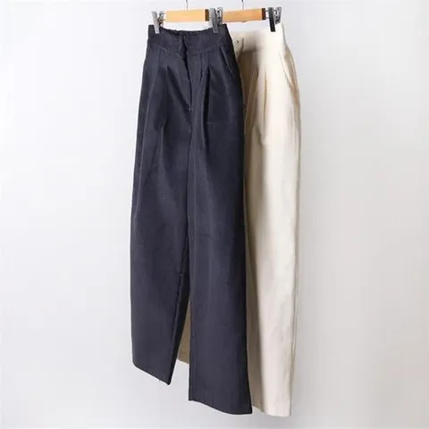 셀러허브 패션 빅사이즈사랑해요 F947L112 히든골덴핀턱통팬츠 PE