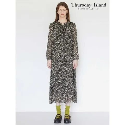 써스데이아일랜드 Thursday Island] 플라워 패턴의 프릴 원피스(T246MOP165W)