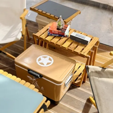 아이홈 더글라스 원목 접이식 와이드 선반 4단 캠핑 감성우드선반 우드쉘프 캠핑용테이블