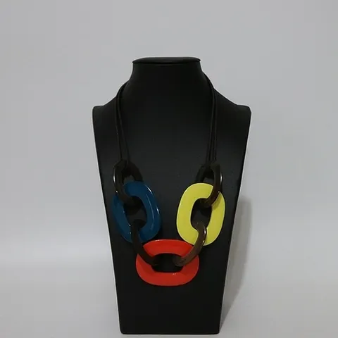 에르메스 고이비토 중고명품 Hermes(에르메스) KARAMBA(카람바) BOIS LAQUE 블루 / 오렌지 / 옐로우 블럭 목걸이
