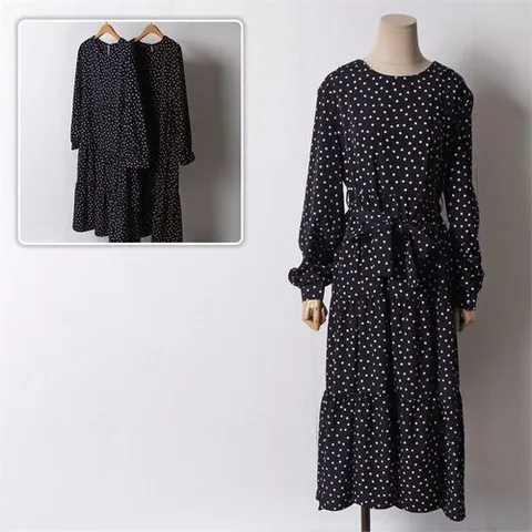 셀러허브 패션 [SidMarket] 새틴도트벨트롱원피스 21D303I 빅사이즈 여성의류 (6781057A)
