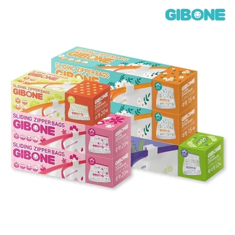 기본에 스탠딩 슬라이드 지퍼백 플라워 소1+중2+대2+특대1