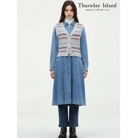 써스데이아일랜드 Thursday Island] 데님 풀오픈 원피스(T246MOP163W)