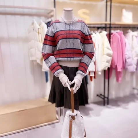 시에로 [대구백화점SG]  SJ4KTF26M_모헤어 체크조직 니트 풀오버