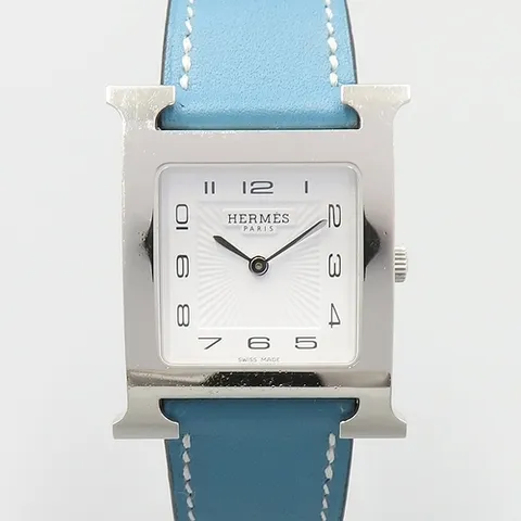 에르메스 고이비토 중고명품 Hermes(에르메스) HH1.510 H-OUR 화이트 다이얼 스카이블루 가죽밴드 남여공용 시계