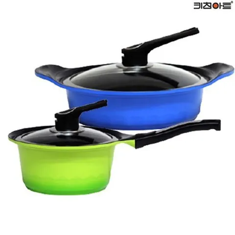 키친아트 S100G 세라믹코팅 주물 냄비세트 2종C(편수18+전골24)