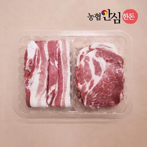 농협안심한돈 [냉장]국내산 돼지 삼겹살+목살 반반 구이용 (300g+300g/총600g)