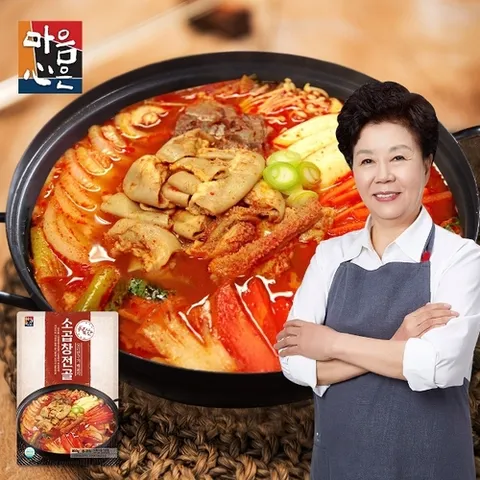 마음심은 배윤자 푸짐한 소곱창전골 800g x 10팩 / 얼큰한 국물 통곱창