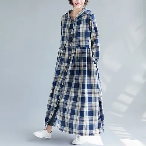 에이주미 우드버튼 후드 롱 원피스_P302031479