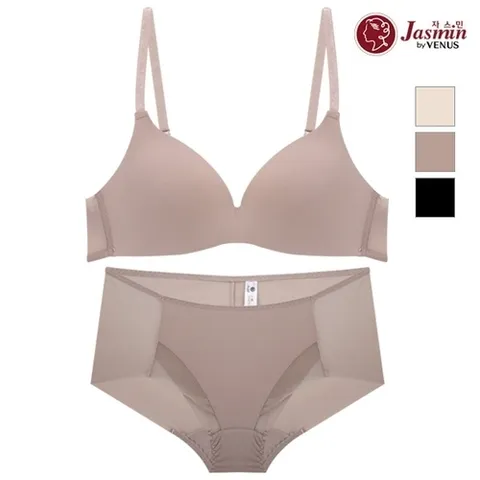 비너스 자스민 [자스민 비너스] 비너스 더블윙 일체형 몰드 노와이어 브라팬티세트 (LB,DB,BK/70A-85C/90-100) JBP8004