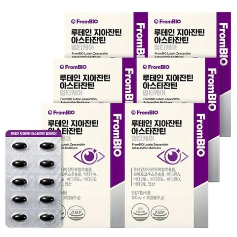 프롬바이오 정가 174,000원] 루테인지아잔틴 아스타잔틴 멀티케어 30캡슐x6박스/ 6개월 루테인지아잔틴 눈노화케어 눈피로개선 헤마토코쿠스추출물 눈건강멀티케어 황반색소