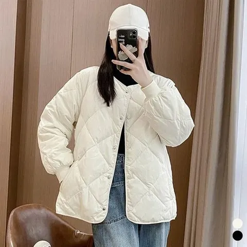 셀러허브 패션 [오노마] ONM 아이보리 노카라 퀼팅패딩 여성 경량 겨울 데일리 (41583930)