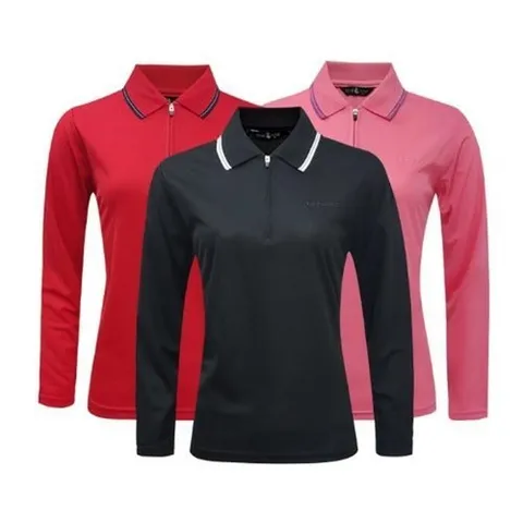 셀러허브 패션 여자 봄 가을 골프에어 쿨론 지퍼 카라 긴팔티