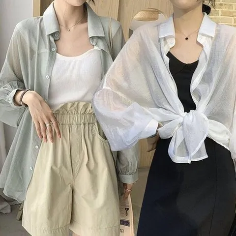 셀러허브 패션 [오노마] ONM 시원한 시스루 패션 쉬폰 가오리핏 오버핏 셔츠 (25433314)