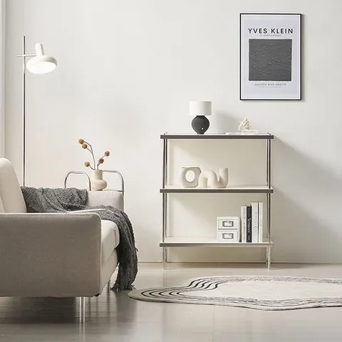 인터데코 (착불) 답답함 없는 인테리어 선반 거실장 75cm 3단(목재) WB640