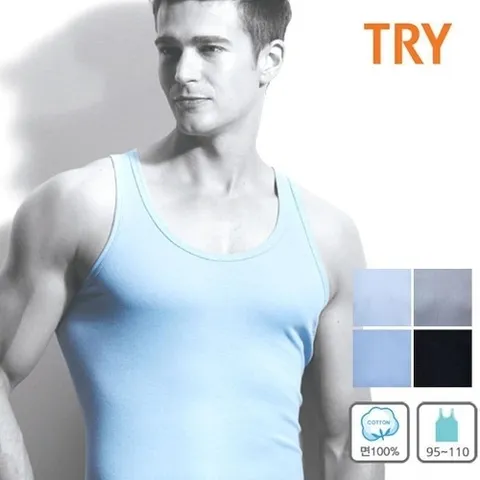 셀러허브 패션 TRY 남성 민소매 칼라 런닝 남자 속옷 1매 (4종중택1)