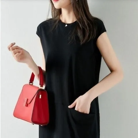 엄지척 자주원피스 주머니 포인트 쿨원피스 민소매원피스19861316667501