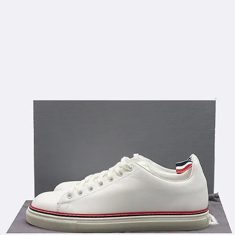 톰브라운 중고명품  MFD219A 05584 화이트컬러 레더 레이스업 남성용 스니커즈 - 255MM