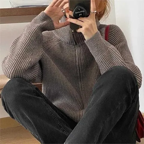 셀러허브 패션 [오노마] ONM 그레이 터틀넥 집업 가디건 편한 캐주얼 데일리 코디 (9999344)
