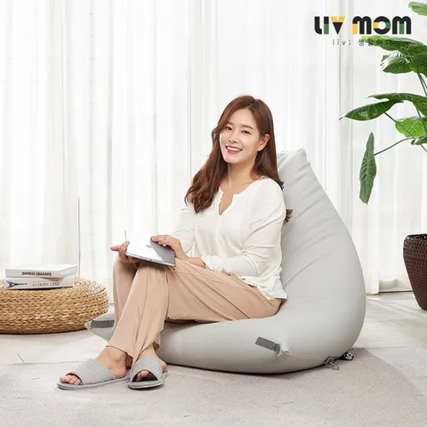 리브맘 [단품] 리브맘 무중력 패브릭 순면 빈백 소파 (웜그레이 / 차콜 / 파우더핑크 / 브라운)