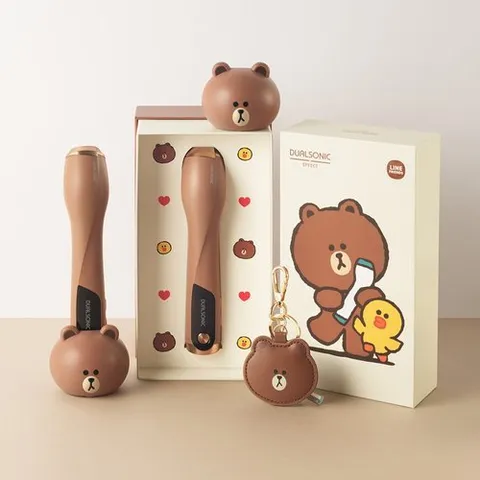 듀얼소닉 [라인프렌즈X듀얼소닉] 이펙트 브라운에디션+키링ㅣ집중초음파