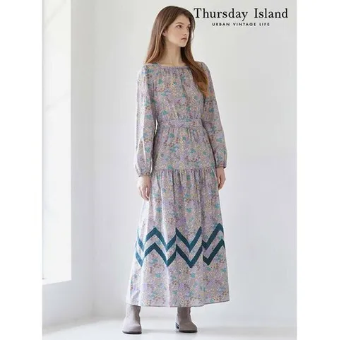 써스데이아일랜드 Thursday Island] 배색 레이스 포인트 원피스(T246MOP150W)