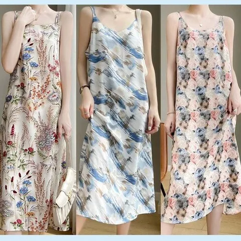 패션플러스 모노무드 여성 플로럴 쉬폰 나시 롱 원피스 휴양지 여름 여행