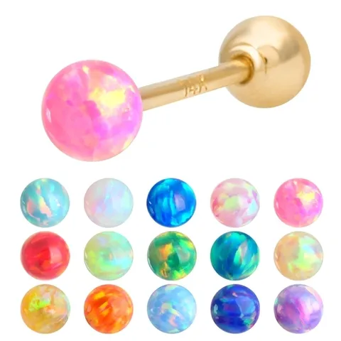 미니아트 3mm 오팔 14K 금침 골드 데일리 컬러 볼 피어싱 / 이너컨츠 귓바퀴 트라거스 연골 아웃컨츠 귓볼 별존 피어싱