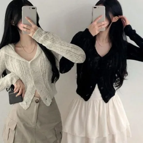 셀러허브 패션 [qMBX4j_66]가디건 시원한 여름 크롭기장 아우터 (50843765)
