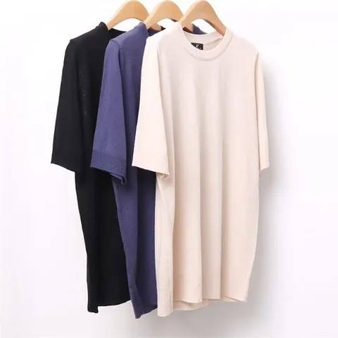 셀러허브 패션 빅사이즈사랑해요 8900L104 라운드넥니트반팔티 AP