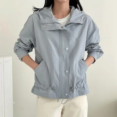 셀러허브 패션 여자 소라점퍼 스트링 후드집업 나일론 봄 점퍼 (12532107)