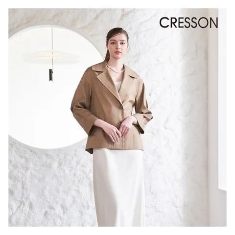 크레송 크레송 베이지 프렌치 린넨 블렌디드 자켓 C241B101A04