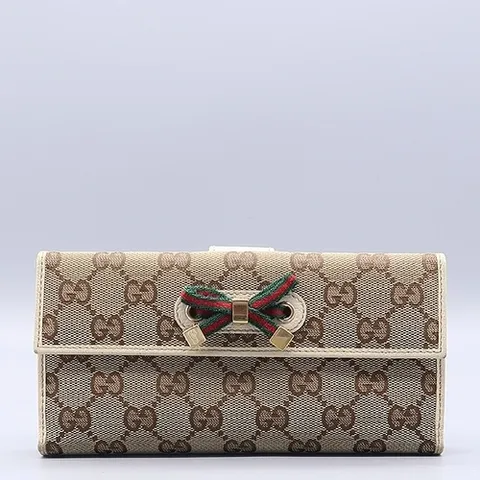 구찌 고이비토 중고명품 Gucci(구찌) 167464 삼색 리본 장식 GG 로고 2단 장지갑