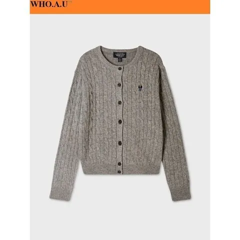 후아유 W.A.U Steve Cable Cardigan(MELANGE GRAY)-WHCKG4911FICIC