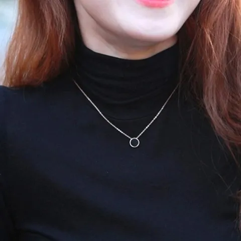 셀러허브 패션 오닉스팬던트 써지컬스틸 목걸이 실버 로즈골드