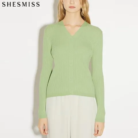 쉬즈미스 SHESMISS)] 데이지 브이넥 리브 니트 탑 (택가격: 148000원)