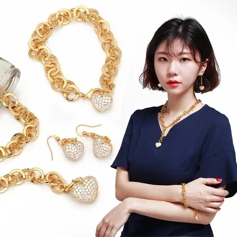 미니아트 메리골드 18Kgp 목걸이 귀걸이 팔찌 3종 세트