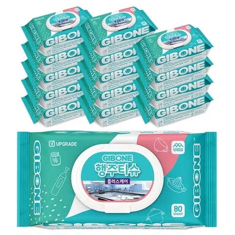 기본에 세균닦는 행주티슈 플러스케어 80매 15팩