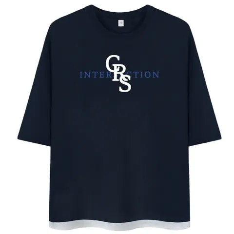 패션플러스 [크로스닷] [당일발송/BEST 추천] 블루인 레이어드 오버핏 트임 7부티 CRV0018 (4Color)