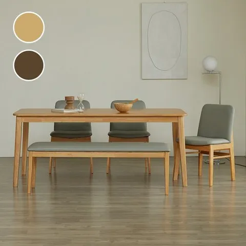 파로마 (착불)니키아 원목식탁 벤치 C세트 1800(의자6)(벤치1+의자3)