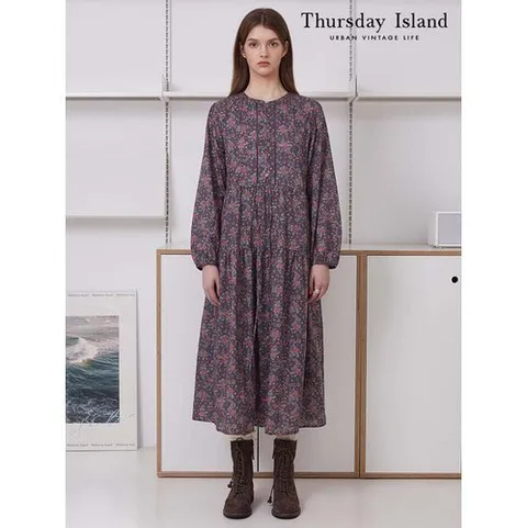 써스데이아일랜드 Thursday Island] 플라워 패턴 롱 원피스(T246MOP145W)