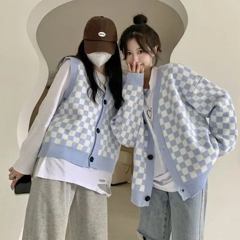 디에이치 비다 체크패턴 조끼 앤 가디건_P310596598