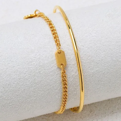 골드모아 여자 순금 팔찌 2개 세트 11.25g  [심플 뱅글 + 아이콘 팔찌]