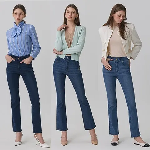 25SS 여성 봄 라이크라 세미 플레어 데님 3종