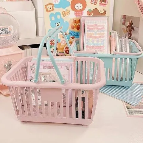 셀러허브 1 [XBKK6941_48]다용도 미니 플라스틱 텔 바구니 손잡이 바스켓