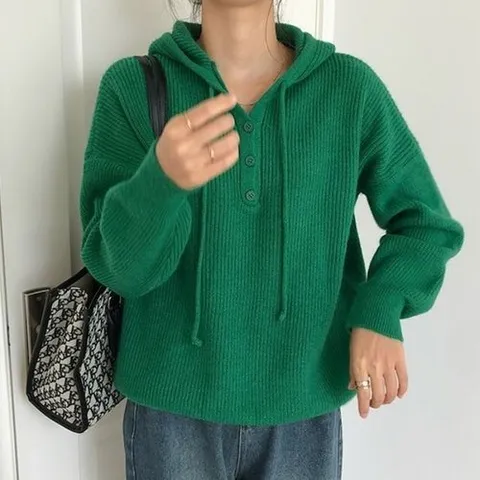 디에이치 델르 버튼 후드 니트 5color_P328199035