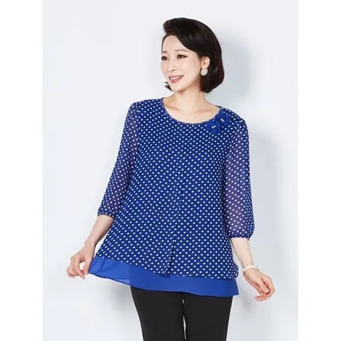 마담엘레강스 네크핫픽스 도트쉬폰 투인원 블라우스 K201BL06_P320106180