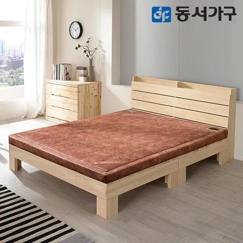 동서가구 알로 수납헤드 편백나무 100 프레임 슈퍼싱글 SS 황토볼 고급 보료 흙침대 DF637748